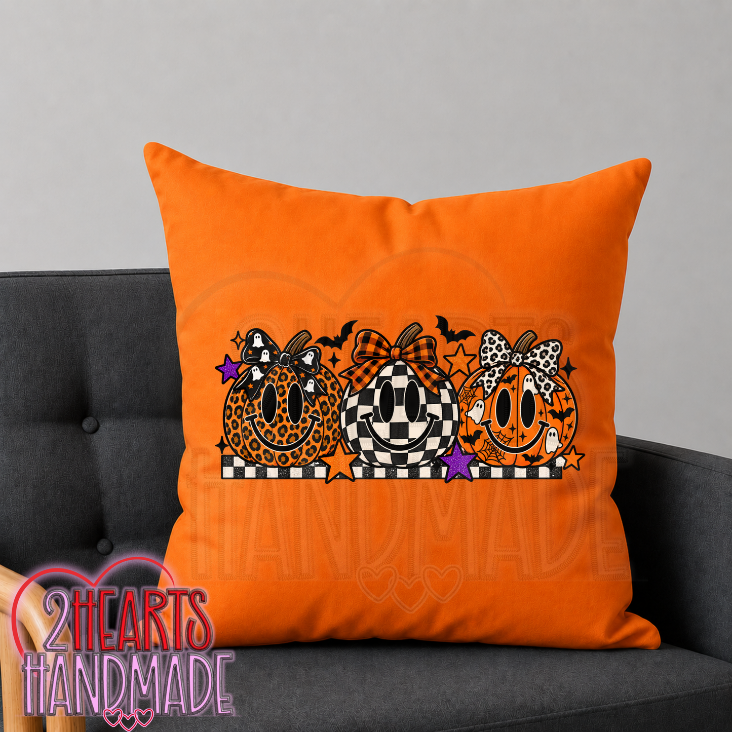 Pumpkin Smiley Faces Throw Pillow Cover (Pillow NOT Included)