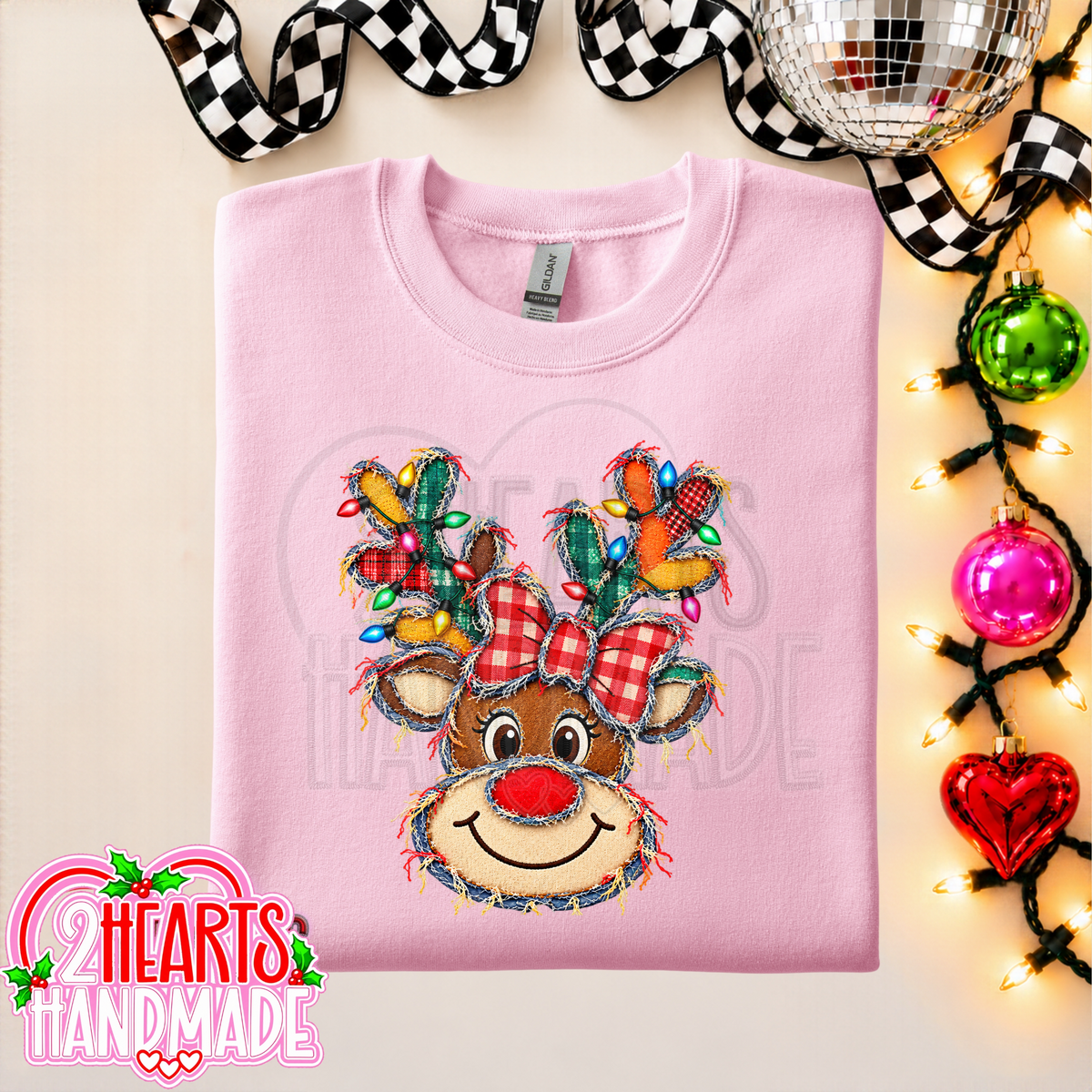 Faux Patchwork Reindeer With Lights