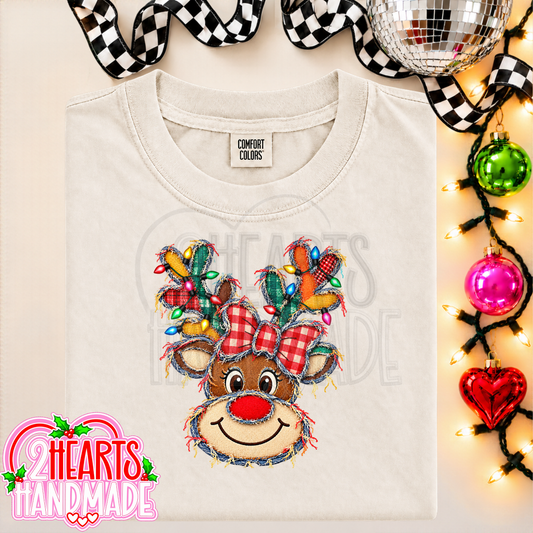 Faux Patchwork Reindeer With Lights
