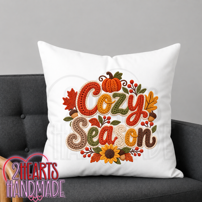 Cozy Season faux Crochet Throw Pillow Cover (Pillow NOT Included)