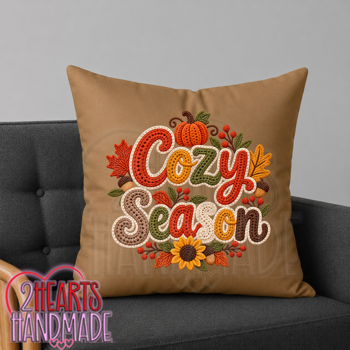 Cozy Season faux Crochet Throw Pillow Cover (Pillow NOT Included)