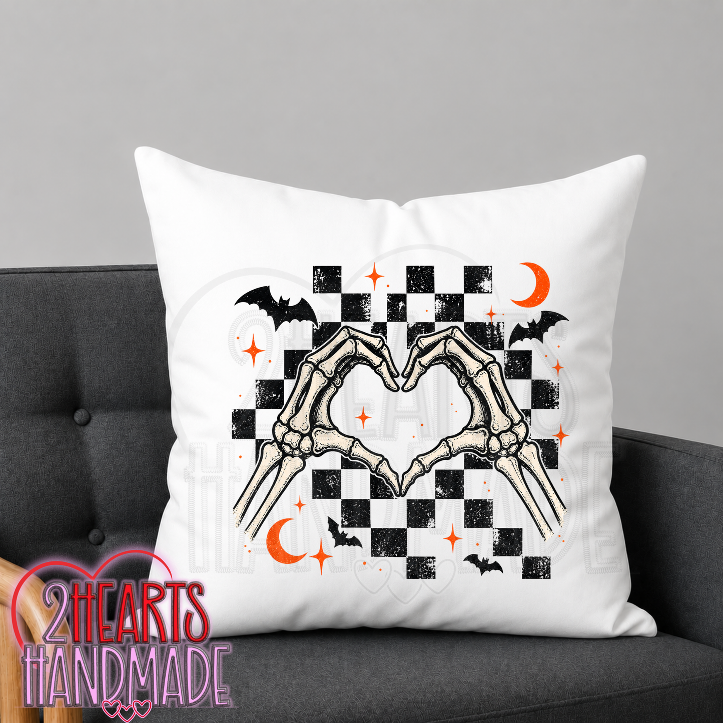 Skelly Heart Hands Throw Pillow Cover (Pillow NOT Included)