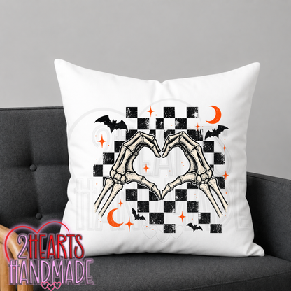 Skelly Heart Hands Throw Pillow Cover (Pillow NOT Included)