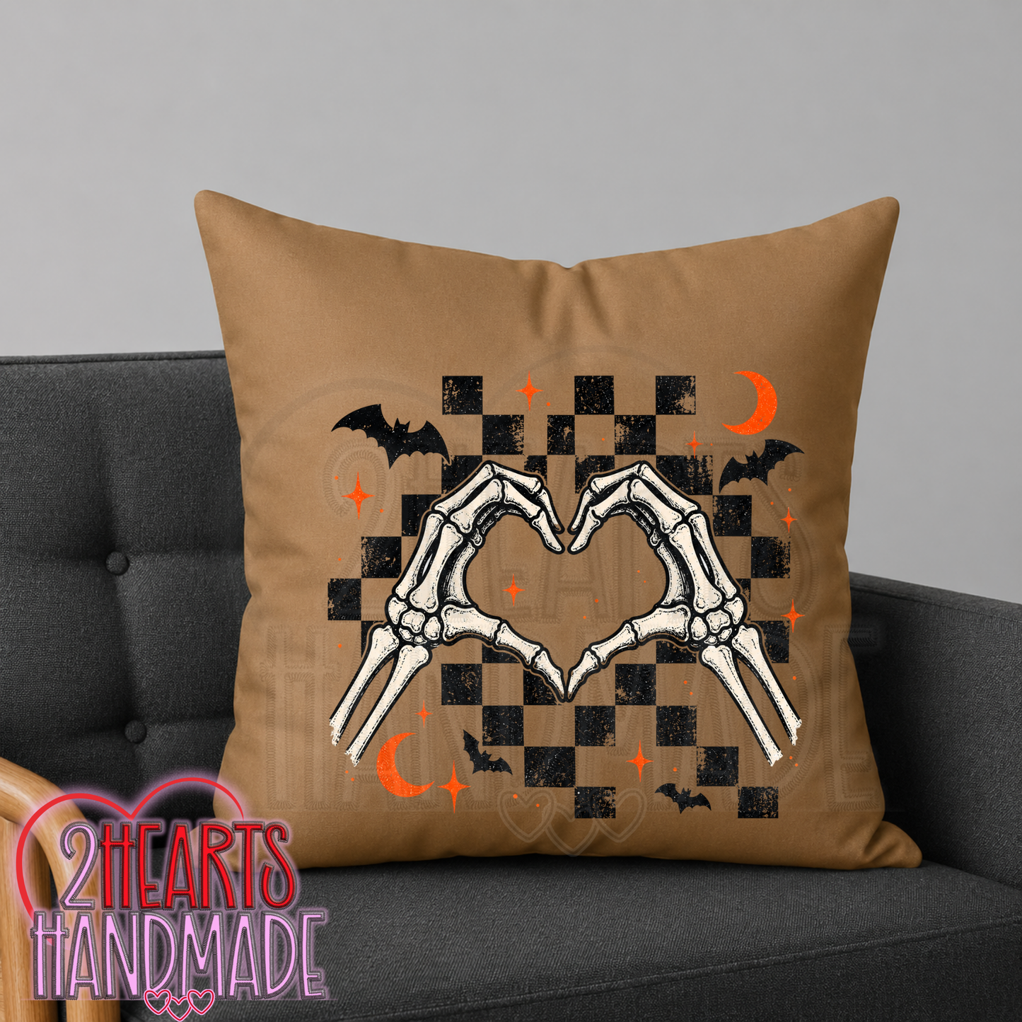 Skelly Heart Hands Throw Pillow Cover (Pillow NOT Included)