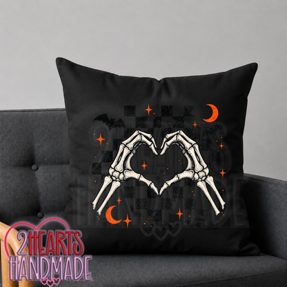 Skelly Heart Hands Throw Pillow Cover (Pillow NOT Included)