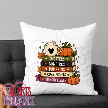 Fall Books Throw Pillow Cover (Pillow NOT Included)