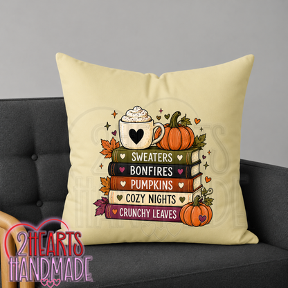 Fall Books Throw Pillow Cover (Pillow NOT Included)