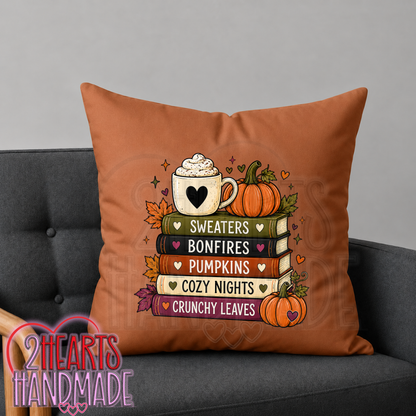 Fall Books Throw Pillow Cover (Pillow NOT Included)
