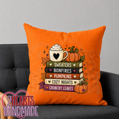 Fall Books Throw Pillow Cover (Pillow NOT Included)