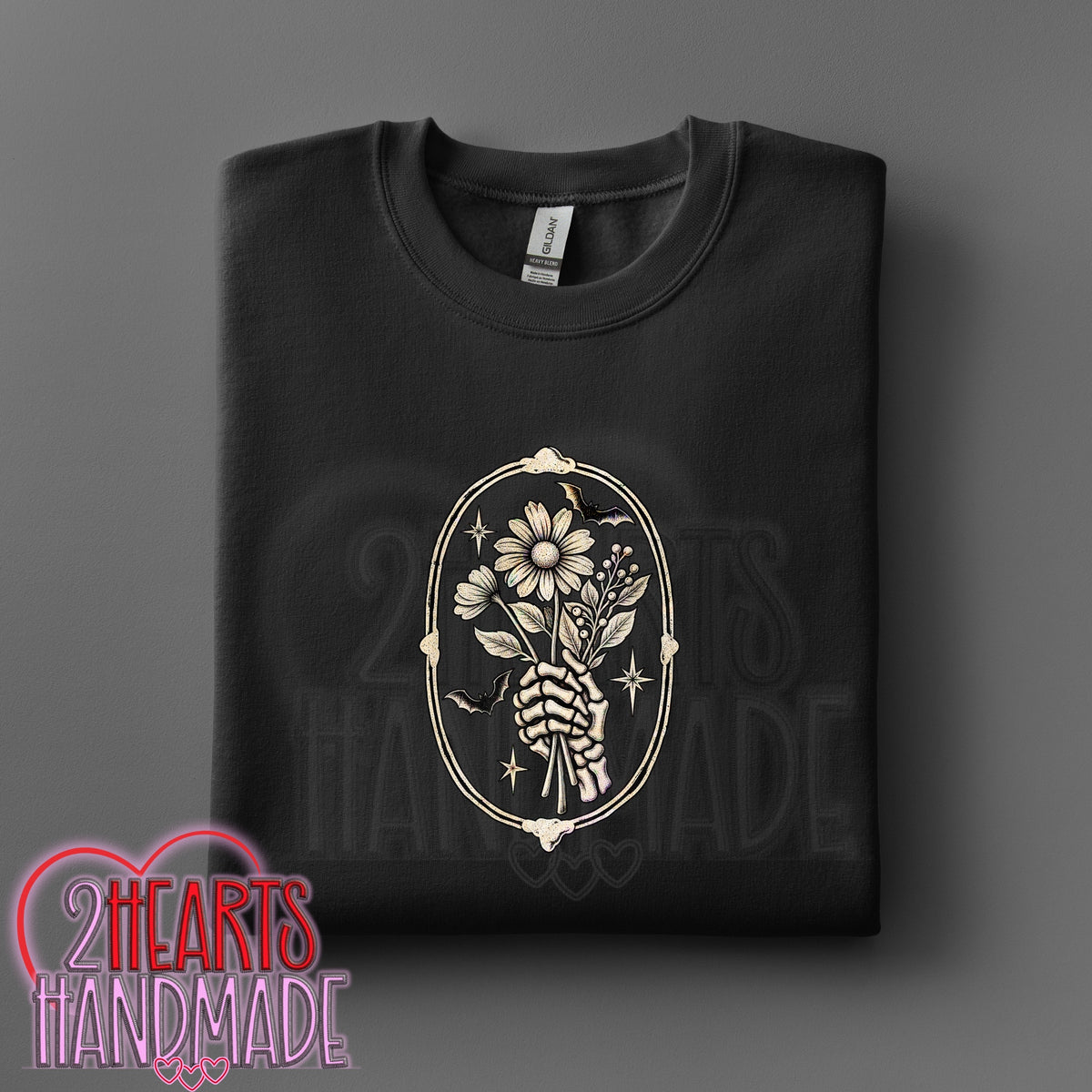 Skelly Hand with Flowers Framed