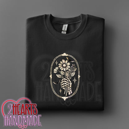 Skelly Hand with Flowers Framed