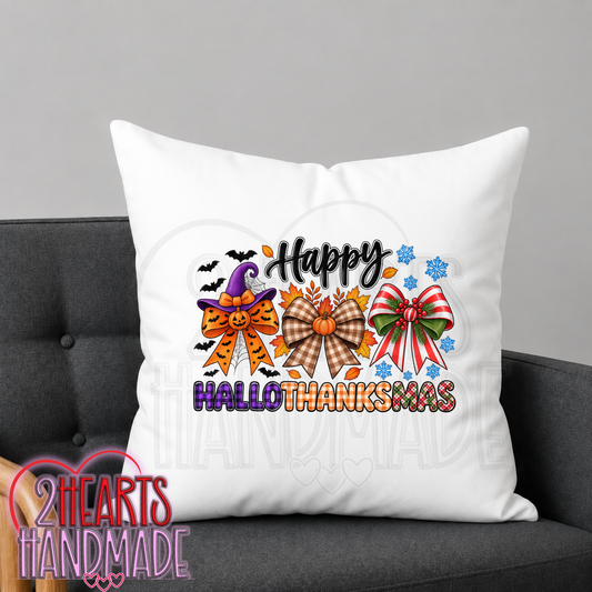 Happy HalloThanksMas Bows  Throw Pillow Cover (Pillow NOT Included)