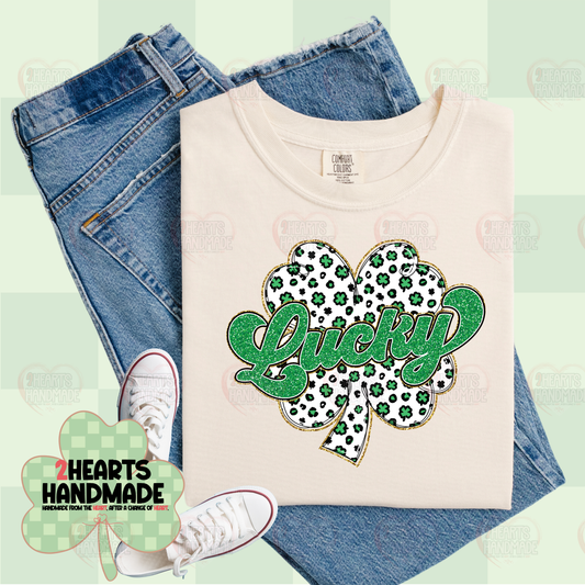 Lucky with black and white leopard