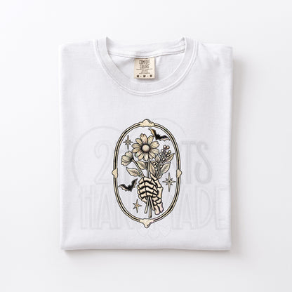 Skelly Hand with Flowers Framed