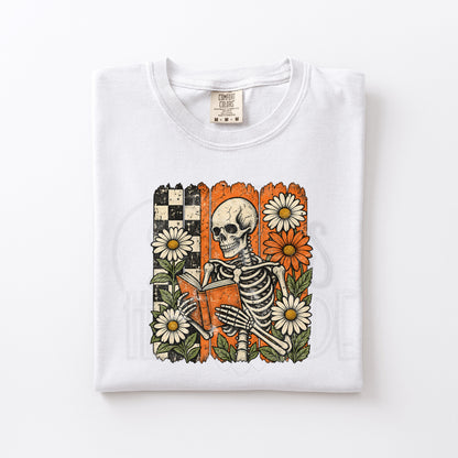Skelly Reading in Fall Flowers