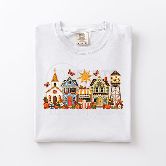Small Town Fall (Faux Embroidery)