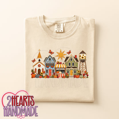 Small Town Fall (Faux Embroidery)