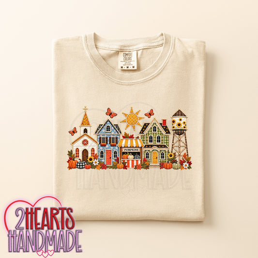 Small Town Fall (Faux Embroidery)