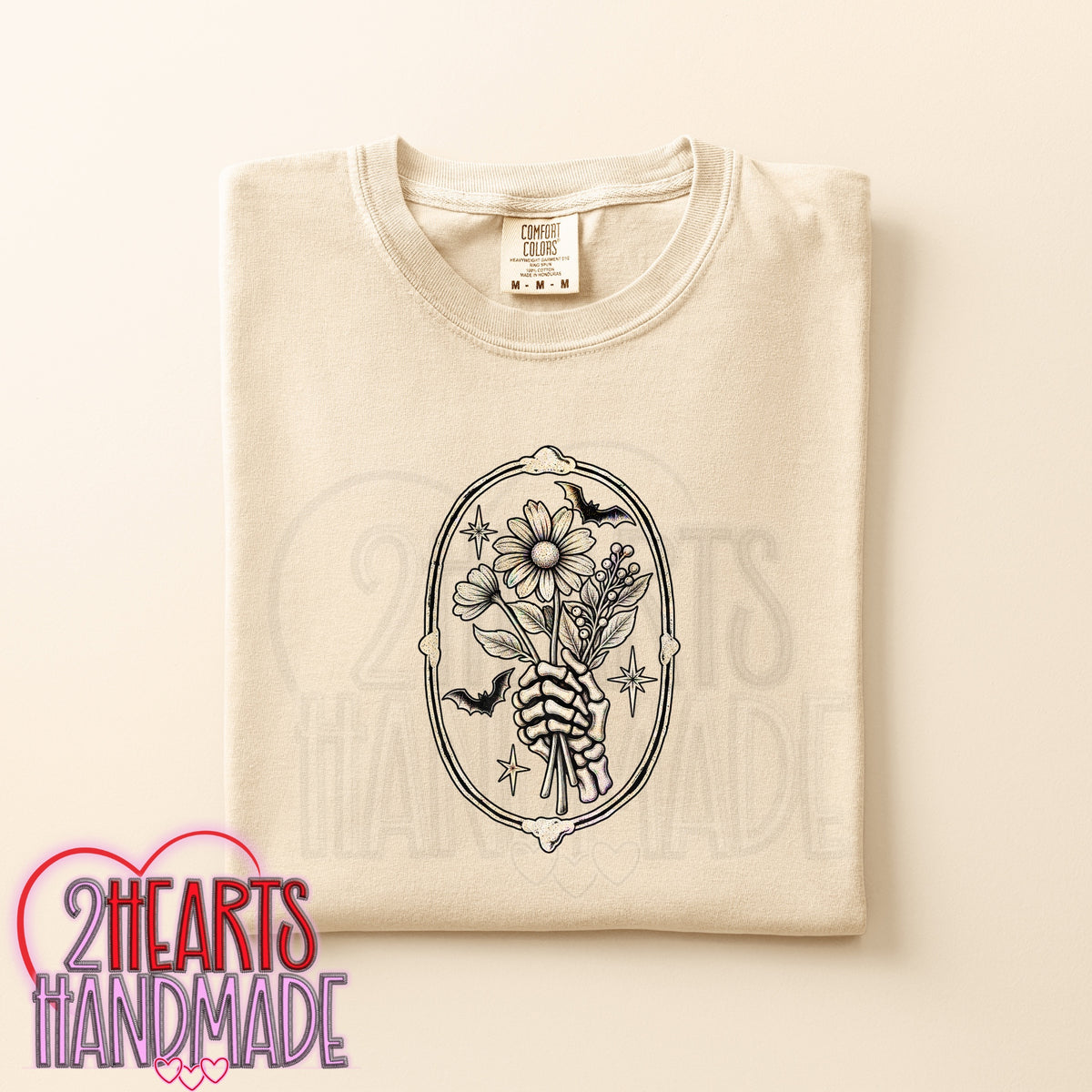 Skelly Hand with Flowers Framed
