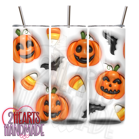 Pumpkins, Candy Corns and Bats Puff Tumbler