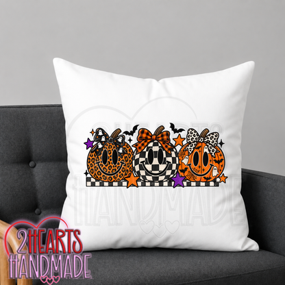Pumpkin Smiley Faces Throw Pillow Cover (Pillow NOT Included)