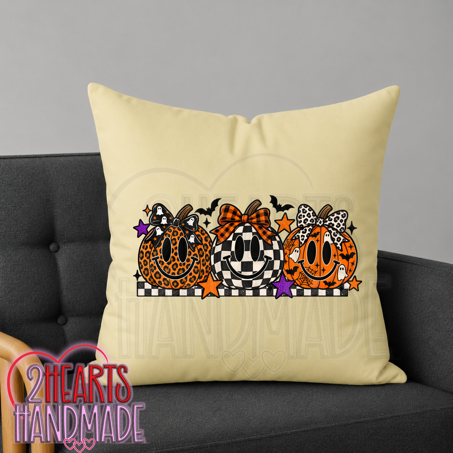 Pumpkin Smiley Faces Throw Pillow Cover (Pillow NOT Included)