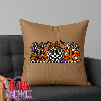 Pumpkin Smiley Faces Throw Pillow Cover (Pillow NOT Included)