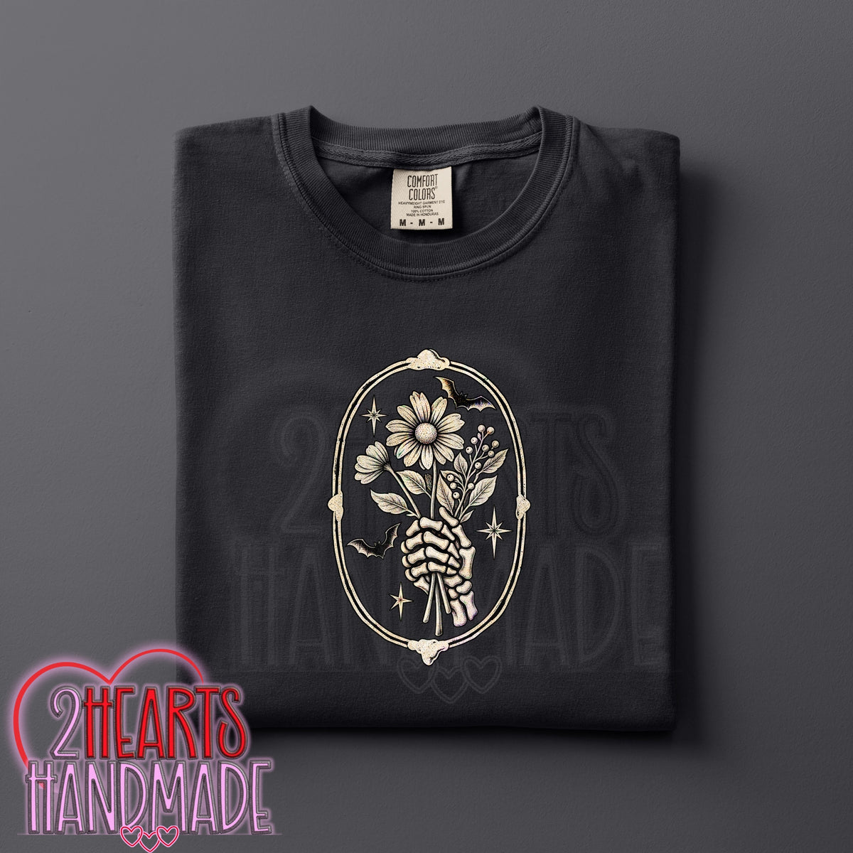 Skelly Hand with Flowers Framed