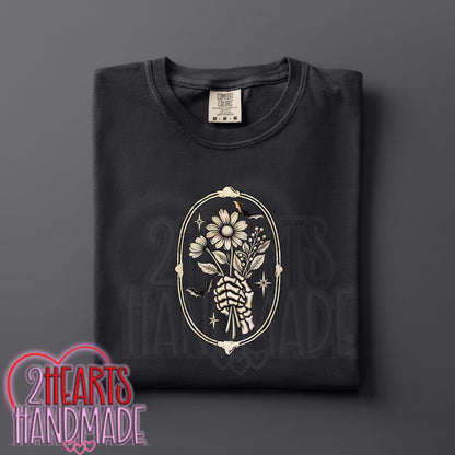 Skelly Hand with Flowers Framed