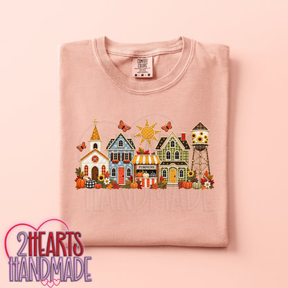 Small Town Fall (Faux Embroidery)