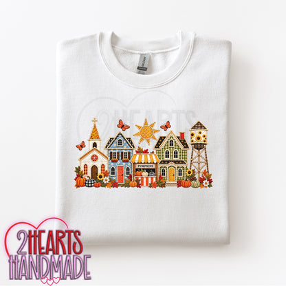 Small Town Fall (Faux Embroidery)