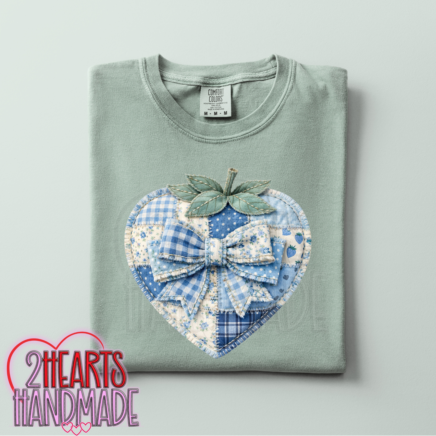 Faux Patchwork Strawberry Blue