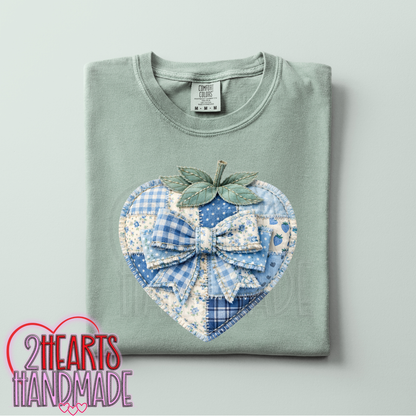 Faux Patchwork Strawberry Blue