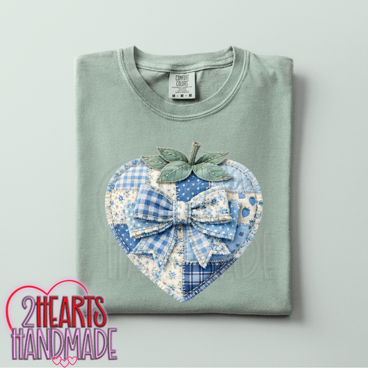 Faux Patchwork Strawberry Blue
