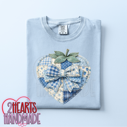 Faux Patchwork Strawberry Blue