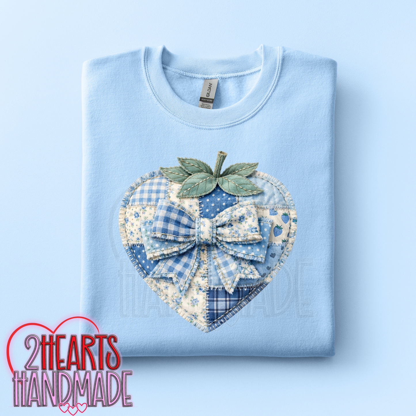 Faux Patchwork Strawberry Blue