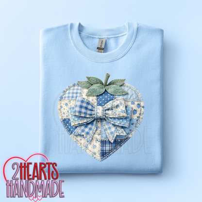 Faux Patchwork Strawberry Blue