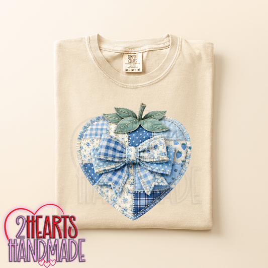 Faux Patchwork Strawberry Blue