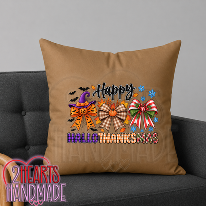 Happy HalloThanksMas Bows  Throw Pillow Cover (Pillow NOT Included)