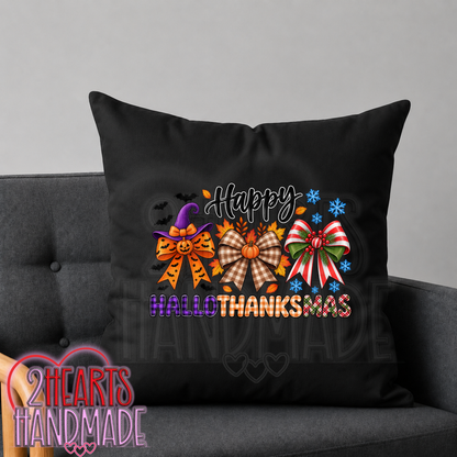 Happy HalloThanksMas Bows  Throw Pillow Cover (Pillow NOT Included)