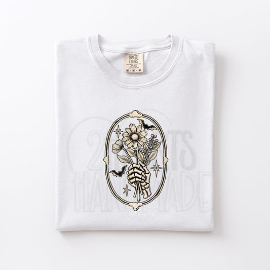 Skelly Hand with Flowers Framed