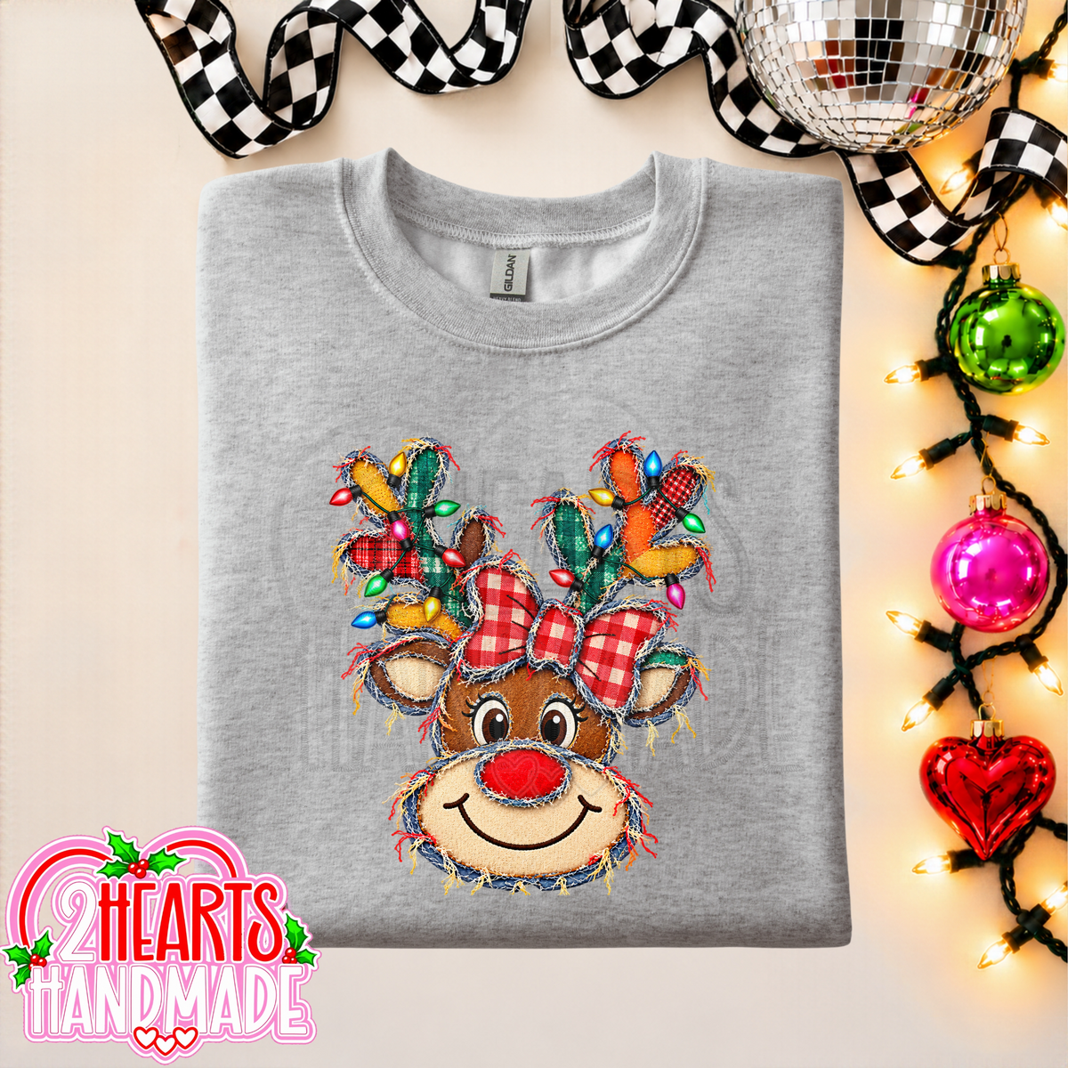 Faux Patchwork Reindeer With Lights