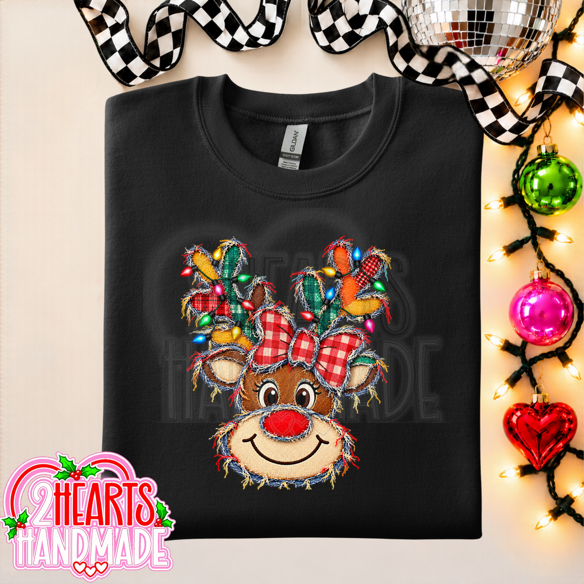 Faux Patchwork Reindeer With Lights