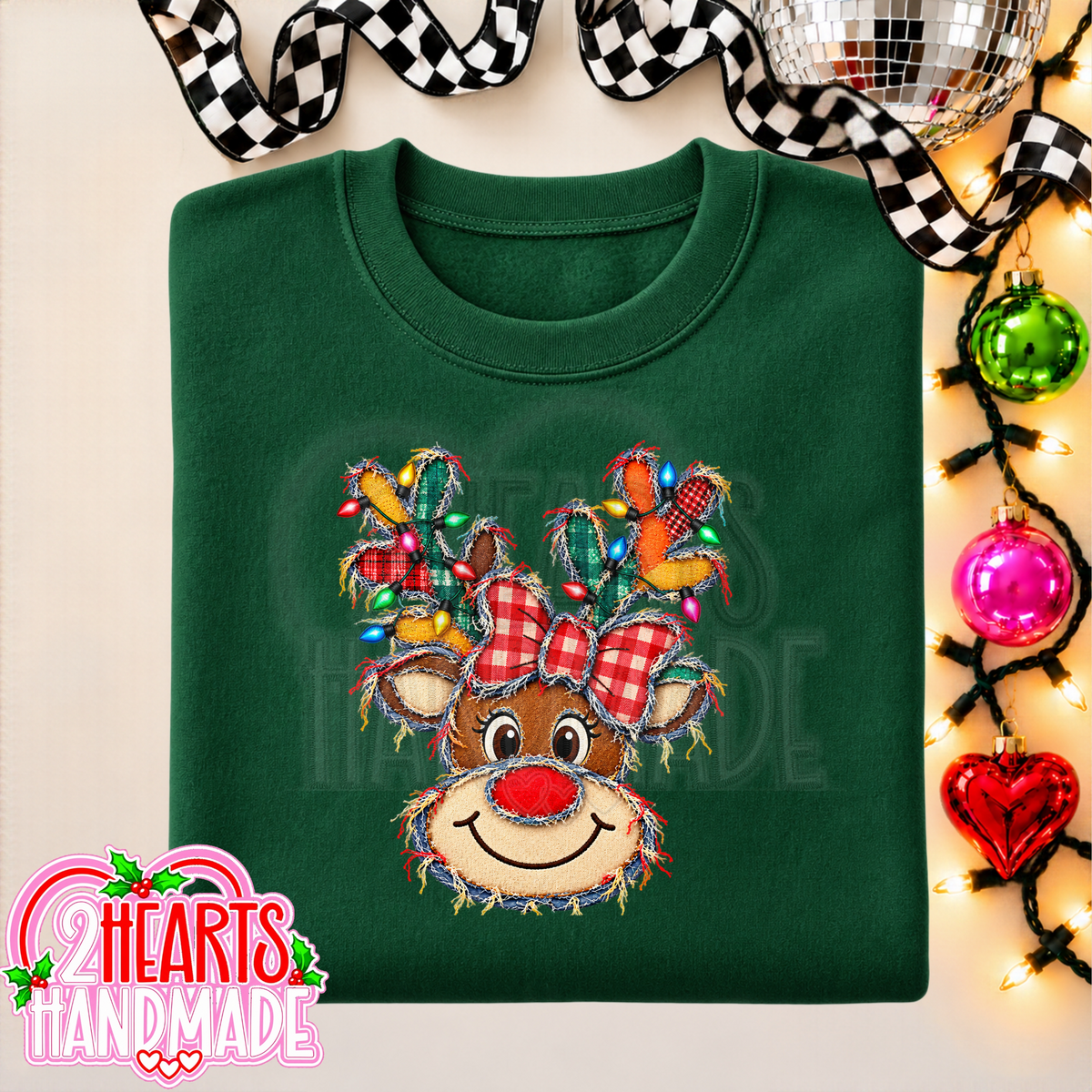 Faux Patchwork Reindeer With Lights