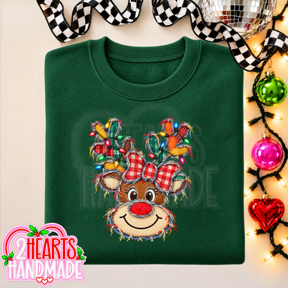 Faux Patchwork Reindeer With Lights