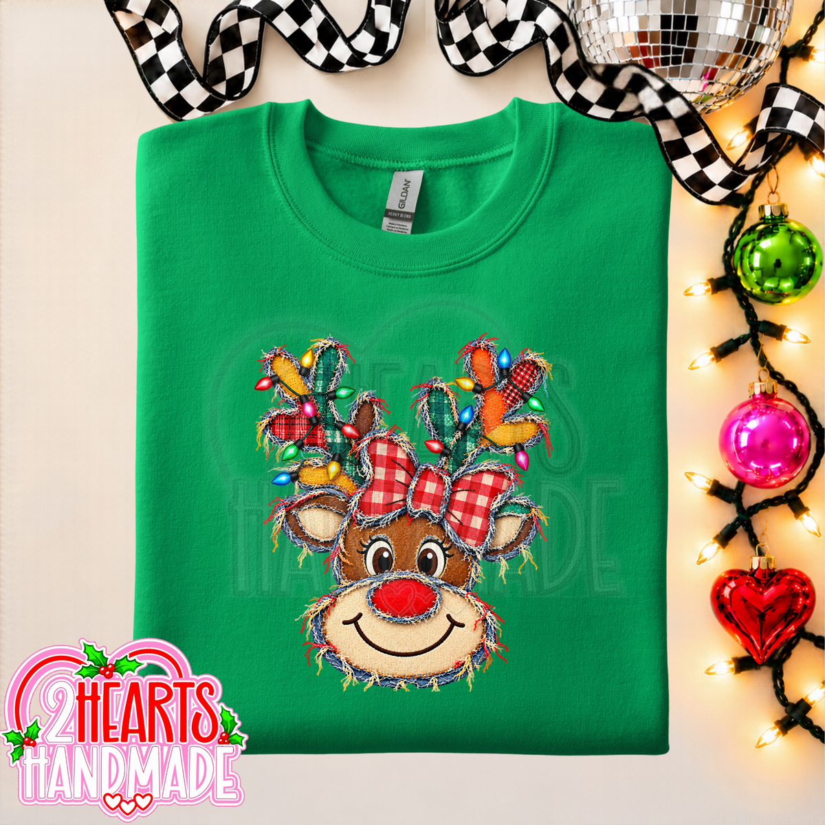 Faux Patchwork Reindeer With Lights