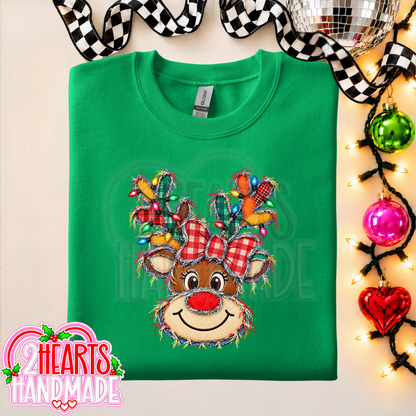 Faux Patchwork Reindeer With Lights