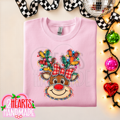 Faux Patchwork Reindeer With Lights