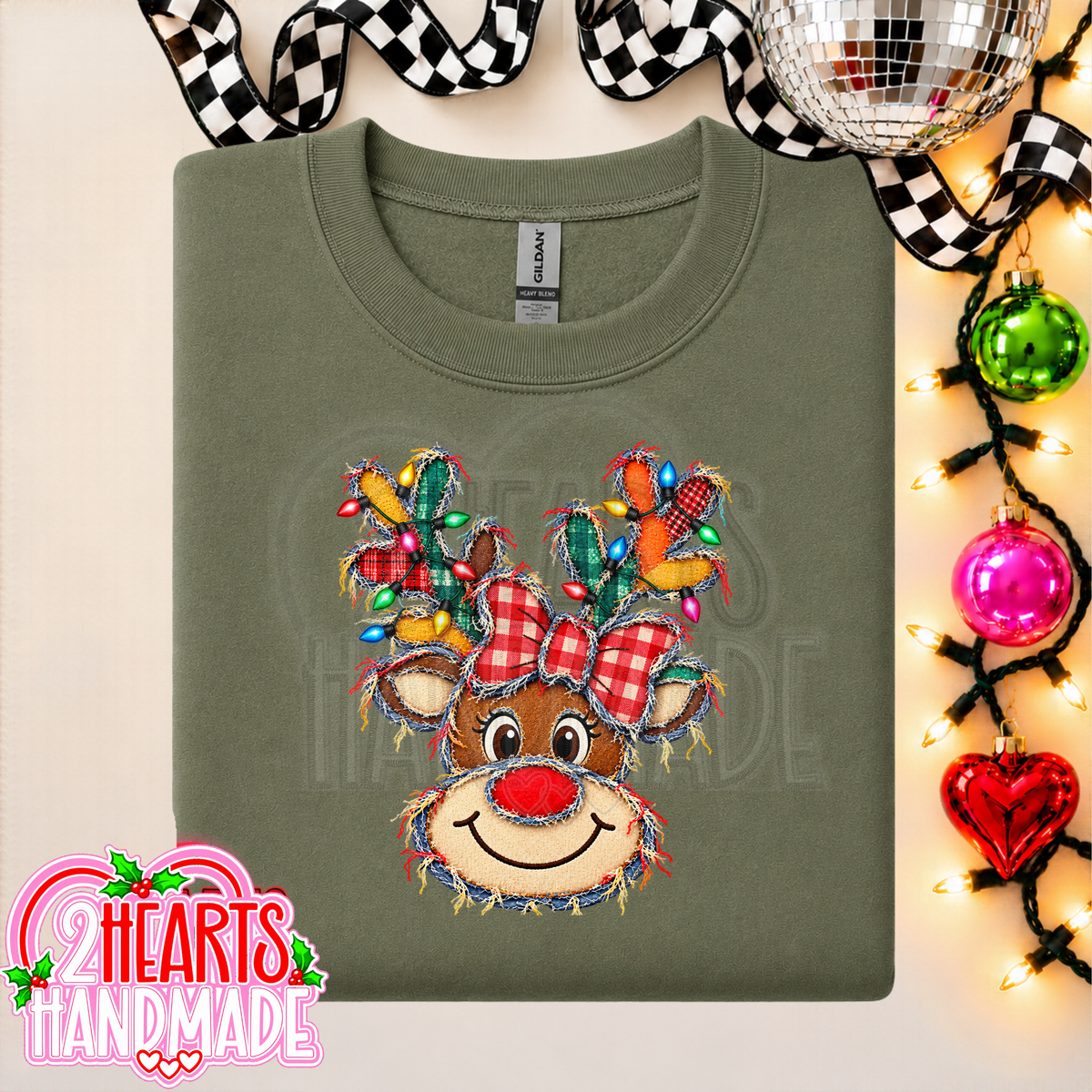 Faux Patchwork Reindeer With Lights