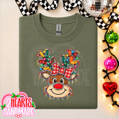 Faux Patchwork Reindeer With Lights